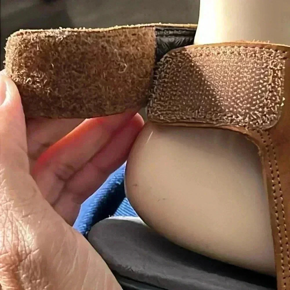 Naot Suede Ankle Bootie Open Toe Low Heel Colorblock Black Brown Sandal Size 38 - Picture 6 of 8